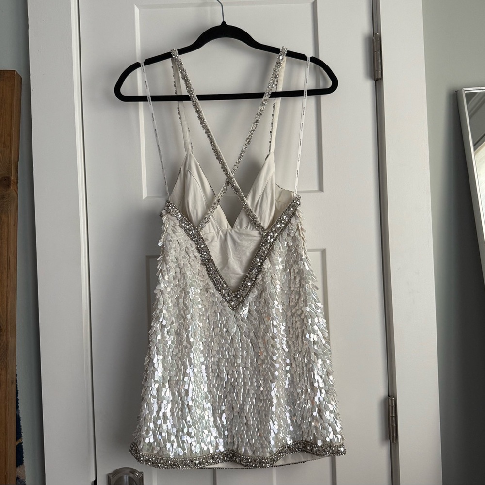 Retrofete Ivanna Sequin Feather Crystal Embellished Mini Dress NEW with tags - Picture 5 of 12